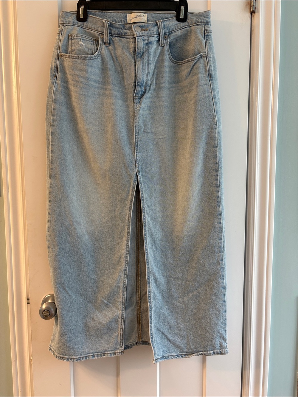 Universal Thread Light Blue Denim maxi Skirt with Front Slit